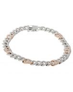 10k Gucci Maima Link Diamond bracelet two tone rose gold and white gold bracelet 2.65ct, 25gm, 9inch long Mens Bracelets