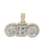 10k Custom Yellow Gold diamond pendant Stylish CEO Pendant 2.25ctw 14.6 gm 46mm tall 1.3 inch wide Men or women Pendant  