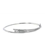 14K White Gold Fancy Bangle Bracelet With 1.5CTW Diamonds