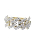 10K Yellow Gold Miami Link Style Ring For Men 1.63CTW Diamonds