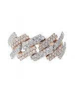 10K Rose Gold Miami Link Style Mens Ring 1.62CTW Diamonds