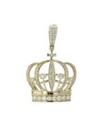 10K Gold Fancy Crown Pendant With 0.9CTW Diamond 