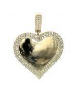 Heart Pendant Picture Frame Memory Pendant 2.66ctw 10K Gold 1.5" Tall