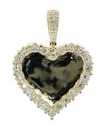 Midwest Jewellery Heart Pendant Picture Frame Memory Pendant 1.65ctw 10K Gold 44mm Tall 32mm Wide Pendant for Men and Women