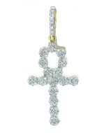 10K Gold Egyptian Cross 0.5 Ct Diamond Pendant