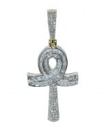 10K Gold Egyptian Baguette Cross Pendant 