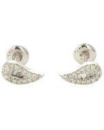 10K White Gold Droplet Style Earrings w/ Baguettes 