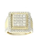10K Yellow Gold Mens Fashion Square Style Ring with 2.26 Ctw Diamond