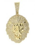 10K Yellow Gold Lion Head Pendant with 1.65ctw 