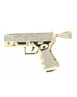 10K Yellow Gold Gun Pendant with 1Ctw Diamonds 