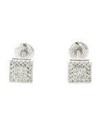 10K White Gold Square Earrings 5.35mm with Diamonds 0.18Ctw 