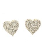 10K Yellow Gold Heart Shaped Earrings 0.41Ctw Diamond 