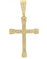 10K Yellow Gold Beautiful Cross Pendant 0.56Ctw Diamond 