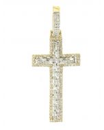 10K Gold Cross Pendant 1.25 Ctw Diamond 