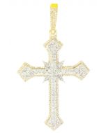 10K Yellow Gold 2.5" Cross Pendant 1.81ctw 