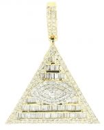 10K Yellow Gold Eye Pyrimid Pendant w/ Baguettes 2.44ct Diamond