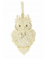 10K Yellow Gold Owl Pendant 1.75 Ctw Diamond