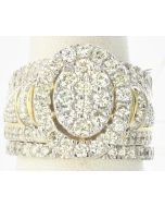 10K Yellow Gold Oval Halo Wedding Ring Set w/ 2.89ctw
