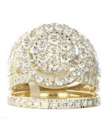 10K Yellow Gold Stunning Round Halo trio Set For Her w/ 2.97ctw Diamond 
