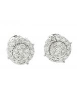 10K White Gold Round Shape Earrings 0.7ctw Diamond 