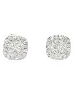 10K White Gold Cushion Shape 1.07Ctw Diamond Earrings 