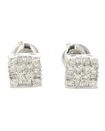 10K White Gold Square Shape Earrings 0.46ctw Diamond 