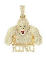 10K Yellow Gold Ape King Pendant 7.3ctw Diamond 