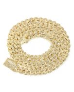 10K Yellow Gold Iced Out 18" Cuban Chain 10.5ctw Diamond  