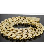 10K Yellow Gold 22mm Cuban Chain with 47ctw Diamond 