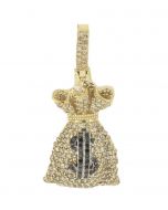 10K Yellow Gold MoneyBag Charm 0.77ctw Diamond 