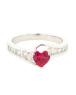Beautiful 14K White Gold Ruby Ring with 1ctw Diamond 