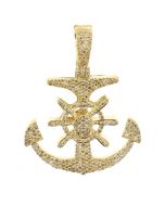 10K Yellow Gold Anchor Pendant with 1.10ctw Diamonds 