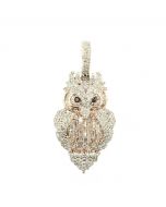 10K White Gold Owl Pendant with Rose Gold and Diamonds 