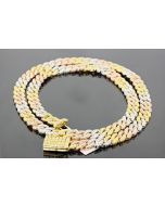 925S Tri-Color & White Cuban Chains with 3ctw Diamond 22" 