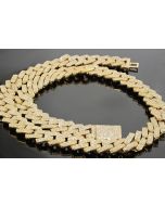 10K Gold Cuban Chains 15mm with Diamonds 