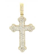 10K Yellow Gold Cross Pendant with 2ctw Diamond