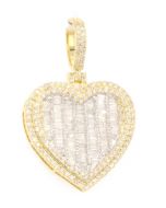10K YELLOW GOLD 33.5 INCHES TALL HEART PENDANT WITH DIAMOND OF 1.34CTW