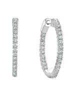 14K White Gold Hoop Earrings 1.65ctw Diamonds 