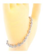 10K White Gold Diamond Hearts Bracelet for Women