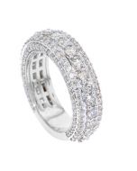 10K White Gold 3.0Ct.tw Diamonds Wedding Band for Ladies 3 Rows 