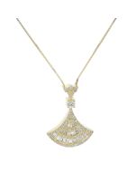10K gold 0.4Carats Round and Baguette Diva's Dream Women's diamond pendant necklace 16 inches in Yellow/white Gold 