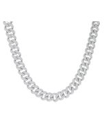 Midwest Jewelry 14mm 16-24 Inches 925 Sterling Silver Double Layer Top Moissanite Cuban Chain