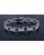 2.5 Carats Natural Diamonds Box Links Bracelet Unisex 925 Sterling Silver 8MM wide 8" long