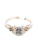 Cognac and White Diamond Engagement Ring Rose Gold 14K 0.55ctw Diamond