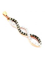 Cognac White Diamond Infinity Pendant Rose Gold 10K 26mm Tall 0.25ct