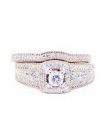 Halo Bridal Set Rose Gold 10K 0.5ctw Diamonds 2pc Set