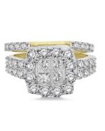 Princess Cut 2ct Diamond Bridal Wedding Set 10K Gold 11mm Wide 2pc Set