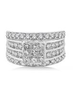 2ct Diamond Princess Cut Bridal Wedding Ring 10K White Gold 11.5mm Wide