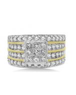 2ct Princess Cut Diamond Bridal Wedding Ring 10K Gold 11.5mm Wide