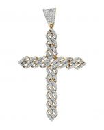 14k yellow Gold Mens Pendant 1.40ctw Natural Diamonds Cross Charm Fancy Cross Pendant 2.3inch